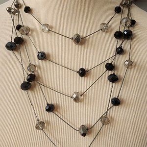 c.A.K.e. By Ali Khan Single Beads Necklace 5 Layers Black / Gray / Clear NWT